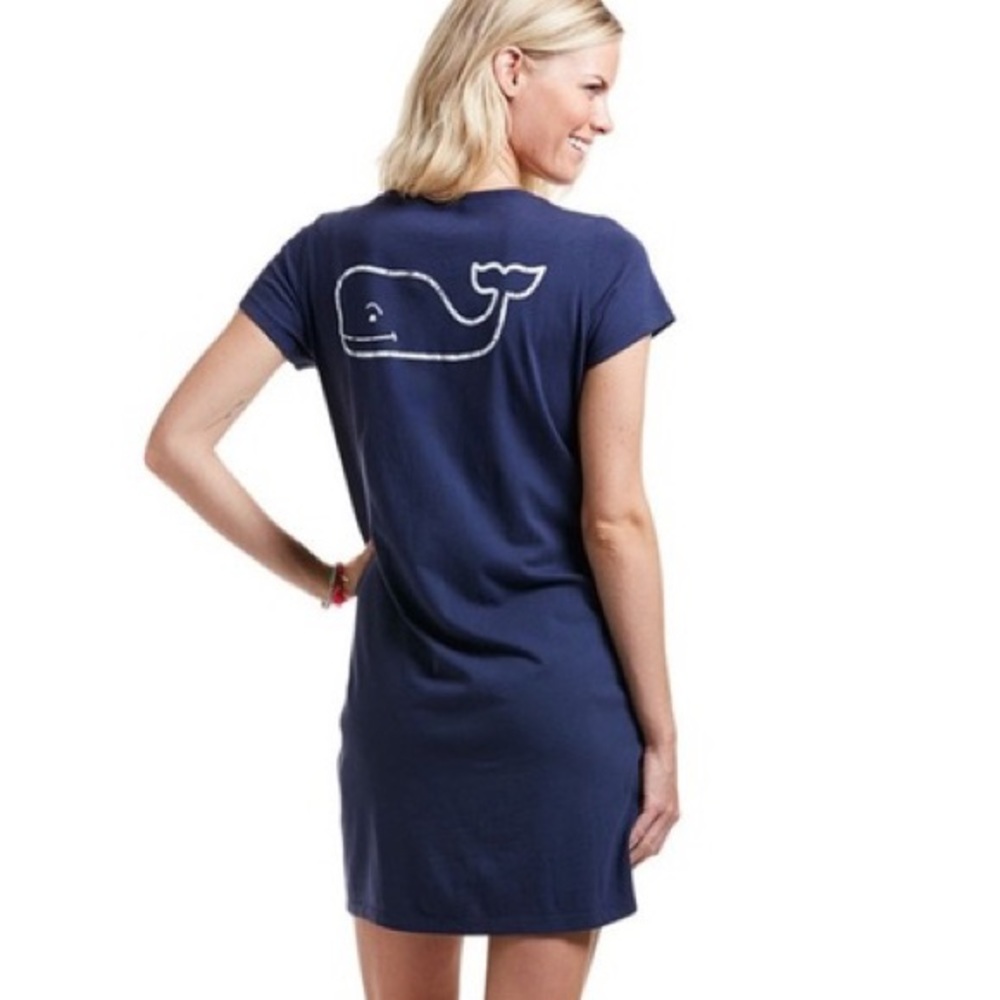 Short-Sleeve Vintage Whale Pocket Tee Dress